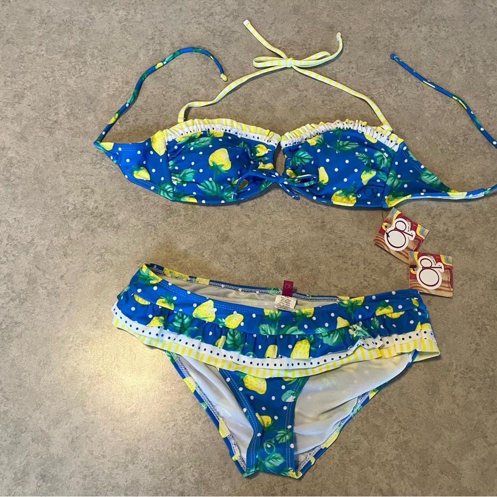 Blue and Yellow Floral Bikini Set